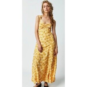 Free People Rosalee Sunflower Maxi Dress Sz S Floral Boho